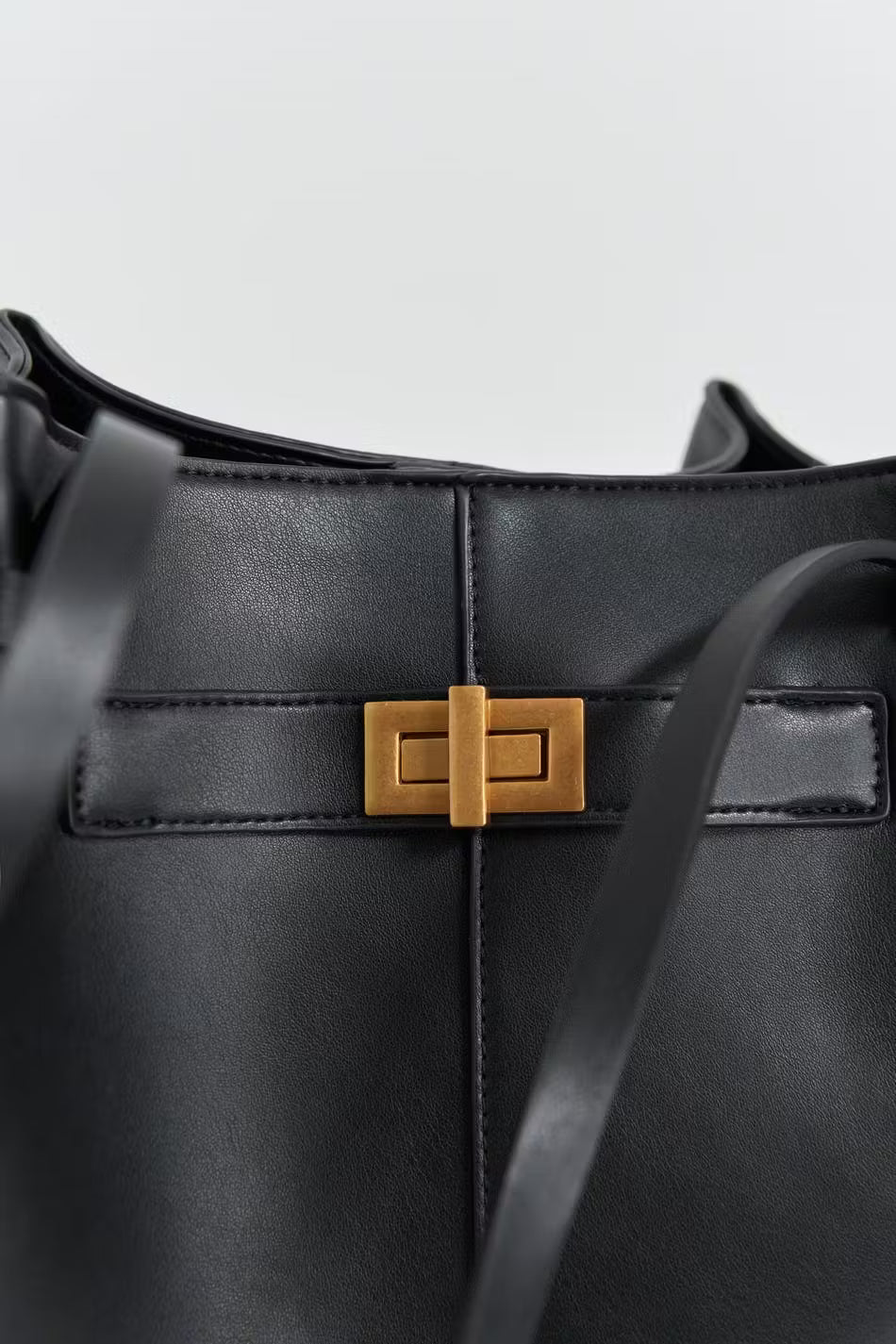 Long strap pu bag - Noir & Dorée